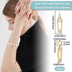 Brass 14Pcs Micro Pave Cubic Zirconia Pendants&nbsp;ZIRC-BBC0001-60
