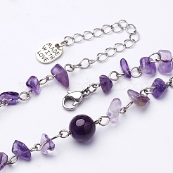 Natural Gemstone Chip Anklets&nbsp;X-AJEW-AN00177