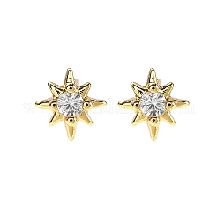 Star Brass Micro Pave Clear Cubic Zirconin Stud Earrings&nbsp;EJEW-D318-08G