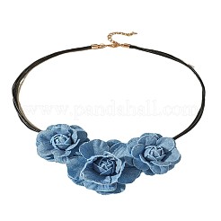 3D Rose Polyester Choker & Stud Earrings Sets&nbsp;FS-WG5AEB6-01
