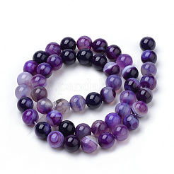 Natural Striped Agate/Banded Agate Beads Strands&nbsp;X-G-S259-04F-6mm