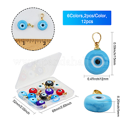 12Pcs 6 Colors Handmade Lampwork Evil Eye Pendants&nbsp;LAMP-CA0001-12