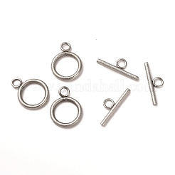 Tarnish Resistant 304 Stainless Steel Textured Toggle Clasps&nbsp;STAS-A048-01P