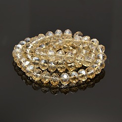 Pearl Luster Plated Faceted Rondelle Electroplate Glass Beads Strands&nbsp;GLAA-A024F-PL01