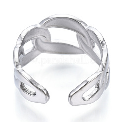 Non-Tarnish 304 Stainless Steel Curb Chains Shape Open Cuff Ring&nbsp;RJEW-N040-12