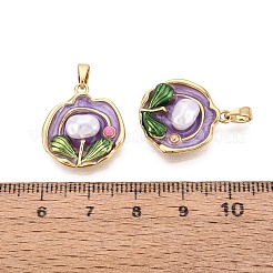Brass Enamel Pendants&nbsp;KK-SZC0009-08G-02
