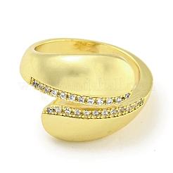 Rack Plating Brass Micro Pave Cubic Zirconia Teardrop Open Cuff Rings for Women&nbsp;RJEW-I104-06G
