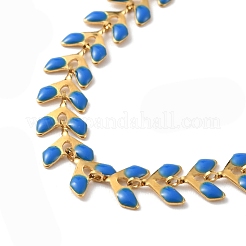 Enamel Ear of Wheat Link Chains Bracelet&nbsp;BJEW-P271-02G-02