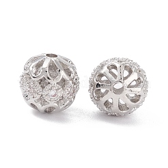 Rack Plating Brass Micro Pave Clear Cubic Zirconia Beads&nbsp;ZIRC-F126-10P