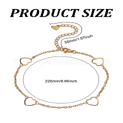 1Pc 304 Stainless Steel Heart Link Anklet with Cable Chains for Women&nbsp;AJEW-LP0006-58