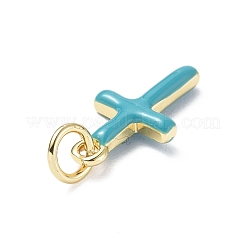 Real 18K Gold Plated Eco-Friendly Rack Plating Brass Enamel Pendants&nbsp;KK-F845-40G-03