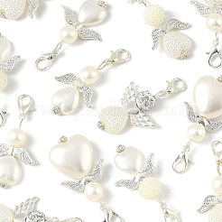 14Pcs 7 Styles ABS Plastic Imitation Pearl & Alloy Pendant Decorations&nbsp;HJEW-FS00042-01