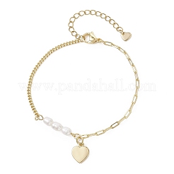 Brass Heart Charm Bracelets&nbsp;BJEW-JB12712