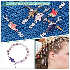 Alloy Enamel Shark Pendant Locking Stitch Markers&nbsp;HJEW-AB00099