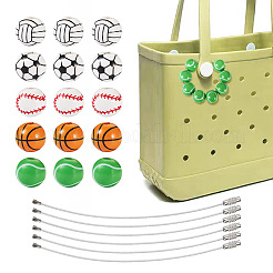 DIY Sports Ball Wood & 304 Stainless Steel  Keychain Making Kits&nbsp;DIY-TA0010-99