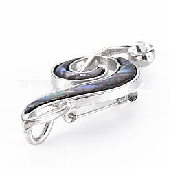 Musical Note Natural Abalone Shell/Paua Shell Brooch Pin&nbsp;G-N333-002-RS