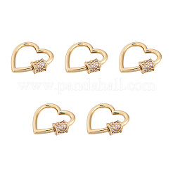 Brass Micro Pave Clear Cubic Zirconia Screw Carabiner Lock Charms&nbsp;ZIRC-E164-07G
