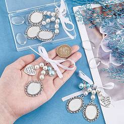 DIY Blank Oval Alloy Brooches with Imitation Pearl Making Kit&nbsp;PALLOY-AB00264