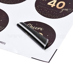 5 Sheets Circle with Word Cheers to 40 Years PVC Waterproof Decorative Sticker Labels&nbsp;PL-XCP0001-02