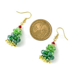 Christmas Theme Imitation Austrian Crystal & Electroplate Glass Dangle Earrings&nbsp;EJEW-TA00469