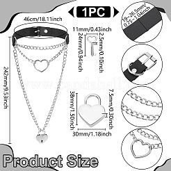 1Pc Aluminum Heart Lock Key Pendant PU Leather Choker Necklaces for Women&nbsp;NJEW-UN0001-69