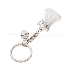 Glass Seed & Plastic Pearl & Alloy Keychain&nbsp;KEYC-MZ00025-05