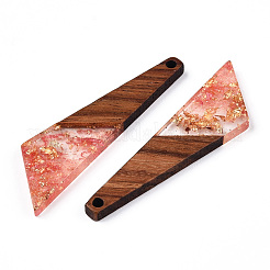 Transparent Resin & Walnut Wood Pendants&nbsp;RESI-N039-70E