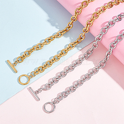 2Pcs 2 Colors Alloy Cable Chain Necklace for Men Women&nbsp;NJEW-AN0001-19