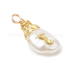Marine Organism Theme Alloy ABS Plastic Imitation Pearl Pendants&nbsp;PALLOY-JF04789