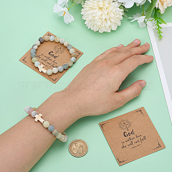4Pcs Natural Flower Amazonite Round Beads Stretch Bracelets for Men Women&nbsp;BJEW-ME00007