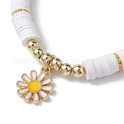 5Pcs 5 Styles Daisy Flower Alloy Enamel Charm Bracelet Sets&nbsp;BJEW-JB10545