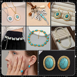 160Pcs 7 Sizes Synthetic Turquoise Cabochons&nbsp;G-PH0002-69B