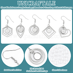 10 Pairs 5 Styles Glass Blank Dome Dangle Earrings&nbsp;EJEW-AB00026