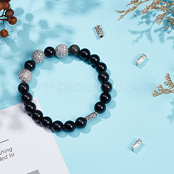 4Pcs 2 Colors 925 Sterling Silver Tube Beads&nbsp;FIND-NB0004-79