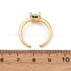 Rectangle Brass Micro Pave Cubic Zirconia Cuff Rings for Women&nbsp;RJEW-L334-02G