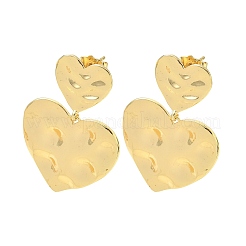Brass Heart Dangle Stud Earrings&nbsp;EJEW-F389-14G
