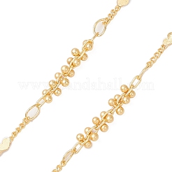 Brass Heart & Round Beaded Link Chain Eyeglasses Chains&nbsp;AJEW-EH00404