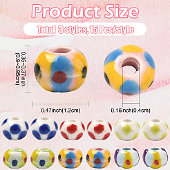18Pcs 6 Colors Handmade Porcelain European Beads&nbsp;PORC-YW0001-87