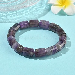 Column Natural Banded Amethyst Beads Stretch Bracelets for Women Men&nbsp;BJEW-A148-01A-19
