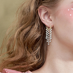 2 Pairs 2 Colors Dyed Natural Quartz Crystal Chips Tassel Earrings&nbsp;EJEW-FI0001-85