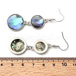 Brass Natural Abalone Shell Dangle Earrings&nbsp;EJEW-F388-01F-P