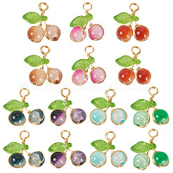 28Pcs 7 Colors Crackle Baking Paint  Glass Pendants&nbsp;PALLOY-TAC0185