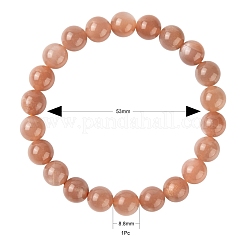 Natural Sunstone Round Beads Stretch Bracelet for Men Women&nbsp;BJEW-LS0001-07A