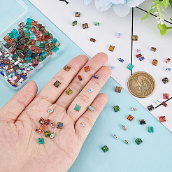 200Pcs 10 Colors 2-Hole Transparent Glass Seed Beads&nbsp;SEED-BC00001-11