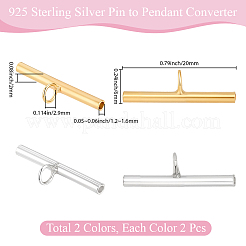 4Pcs 2 Colors 925 Sterling Silver Pin to Pendant Converter&nbsp;STER-BBC0009-17C