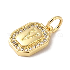 Real 18K Gold Plated Brass Micro Pave Clear Cubic Zirconia Pendants&nbsp;KK-L216-002G-V