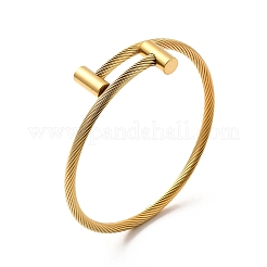 304 Stainless Steel Twist Rope Open Cuff Bangle&nbsp;BJEW-P283-53