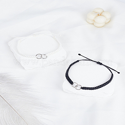 2Pcs 2 Colors Adjustable Nylon Cord Braided Bracelets for Couple&nbsp;BJEW-LP0003-18