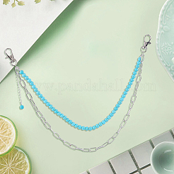 Alloy & Synthetic Turquoise Round Beaded Chain Belts for Pants&nbsp;AJEW-WH20070-058