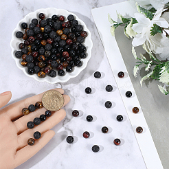 DIY Natural Black Onyx & Lava Rock & Tiger Eye Round Beads Bracelets Making Kits&nbsp;DIY-SC0030-25